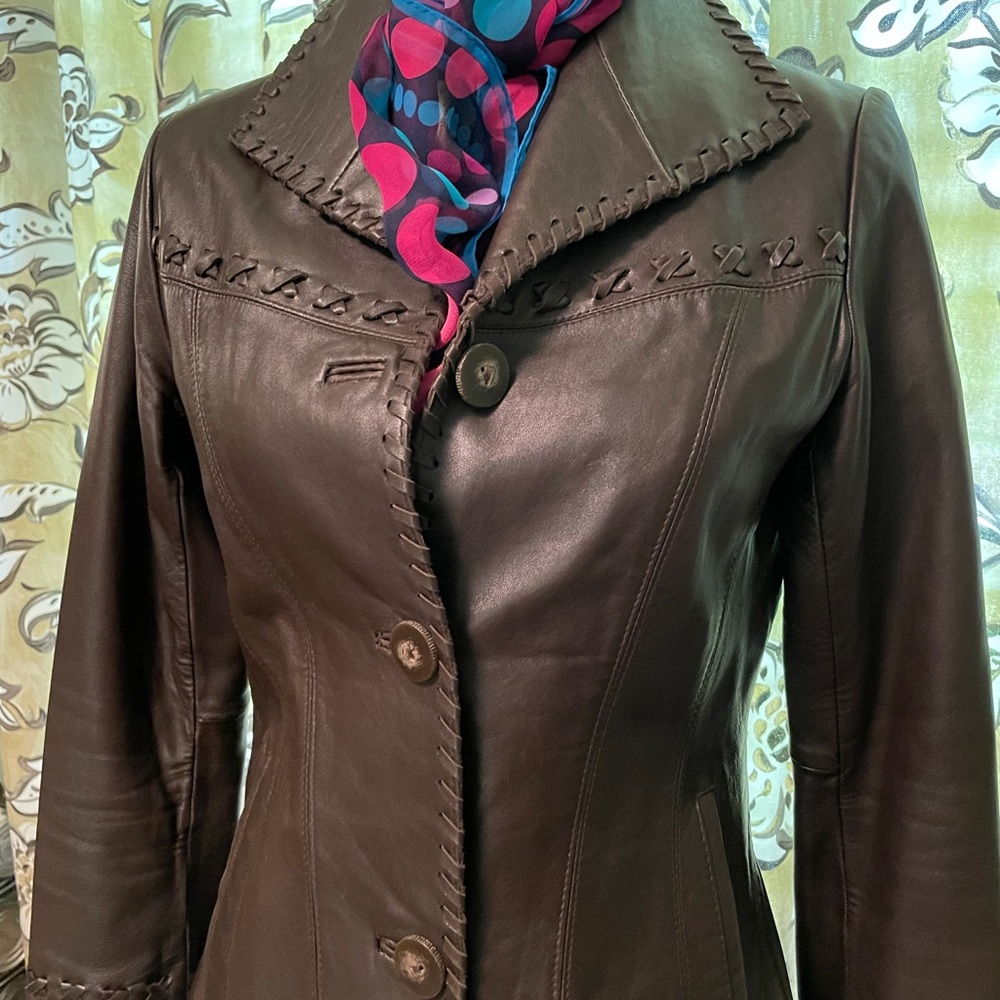 Jones New York Leather Jacket With Fringe